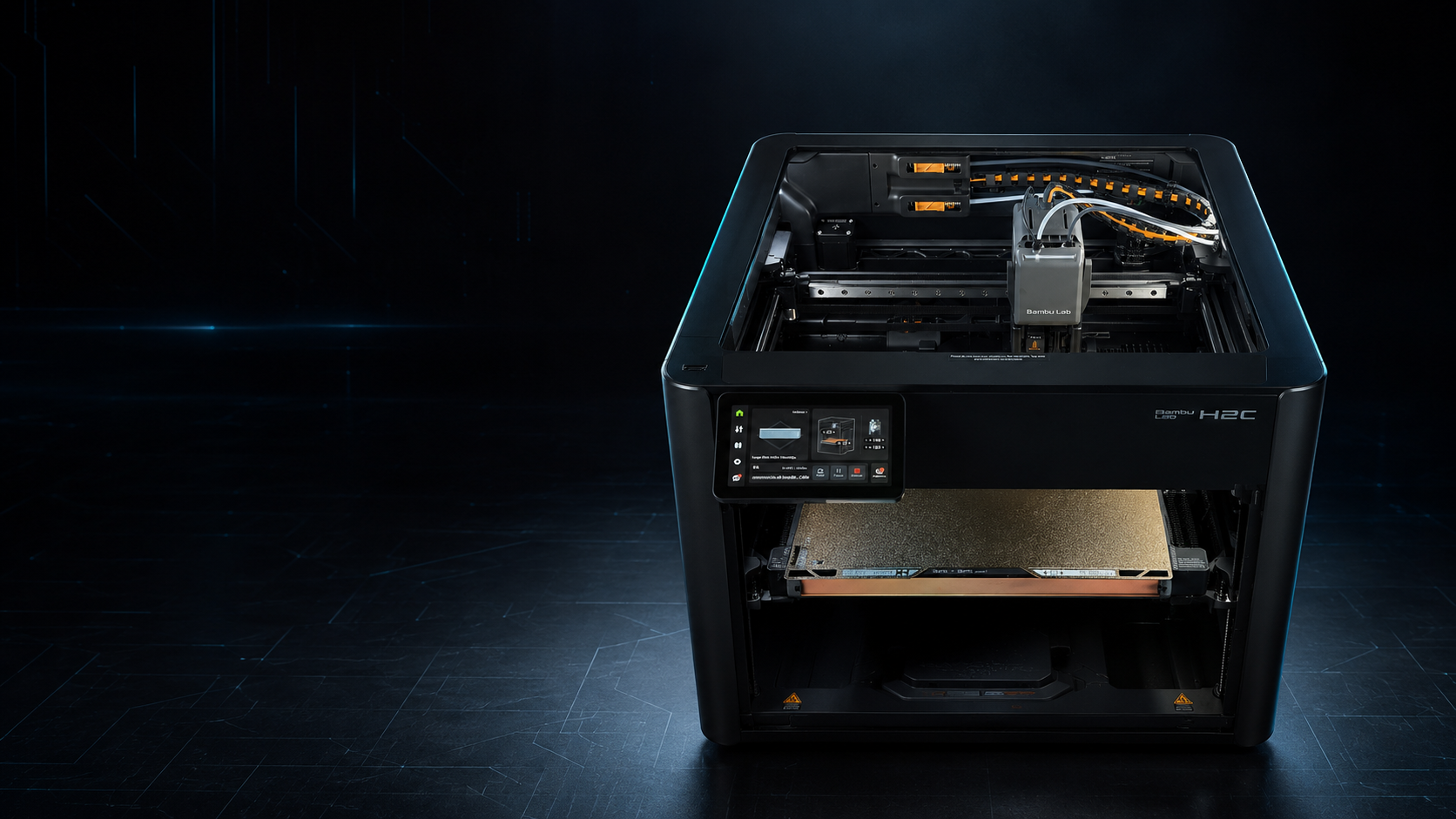 Impresora 3D profesional en un estudio tecnológico oscuro